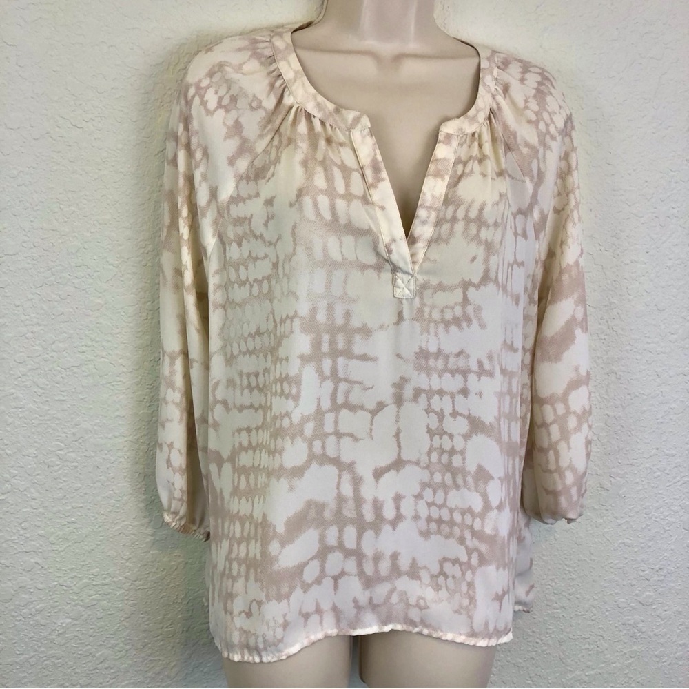 Cynthia Rowley Cream Print Popover Top